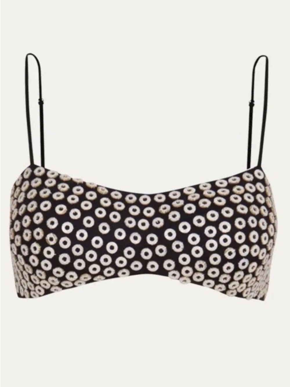 NWT $398 ViX Gwen Rings Black Embroidered Shell Bra Top Small